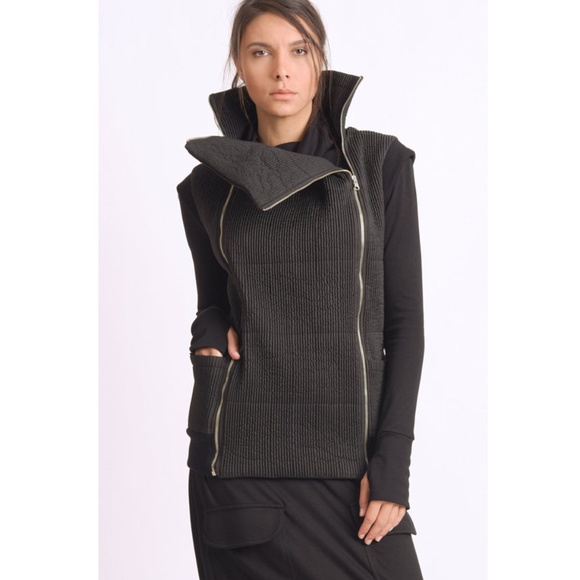 Warm Sleeveless Black Double Zipper Vest - Picture 7 of 8